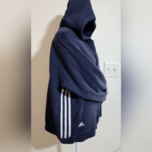 RARE Vintage Adidas Navy Blue Zip-up Hoodie With 3 White Stripes Women's Size L
